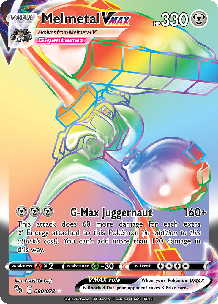Melmetal VMAX - 080/078 Pokemon GO Rainbow Rare Holo Pokemon - NM