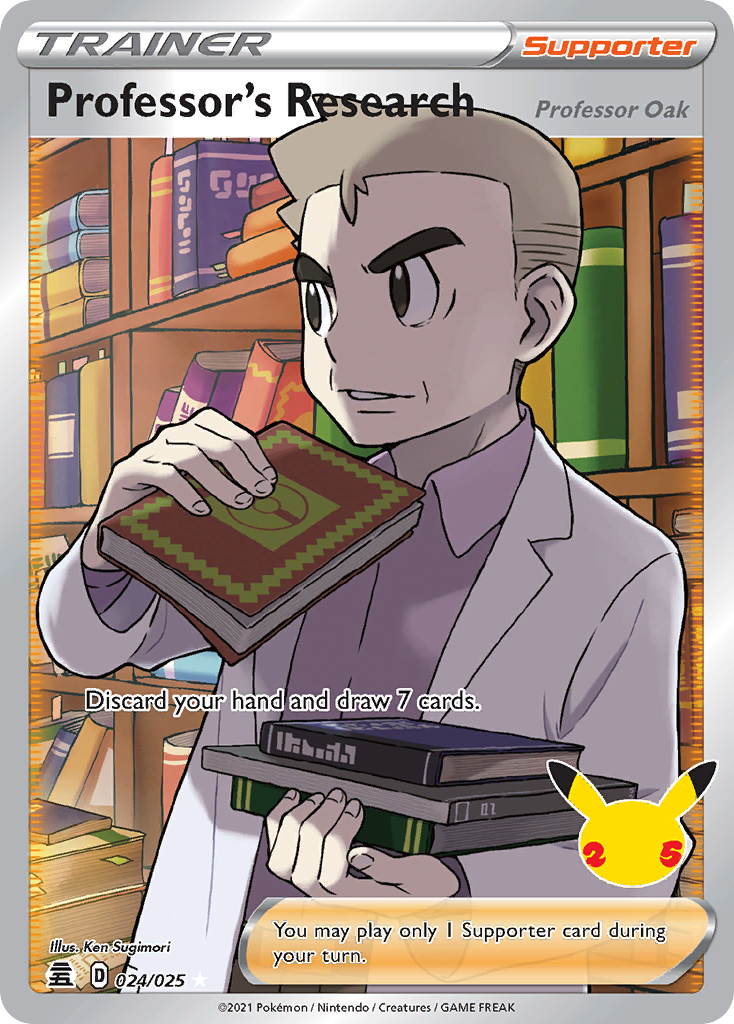 Professor's Research (Professor Oak) - 024/025 Celebrations Holo Ultra Rare Pokemon - NM