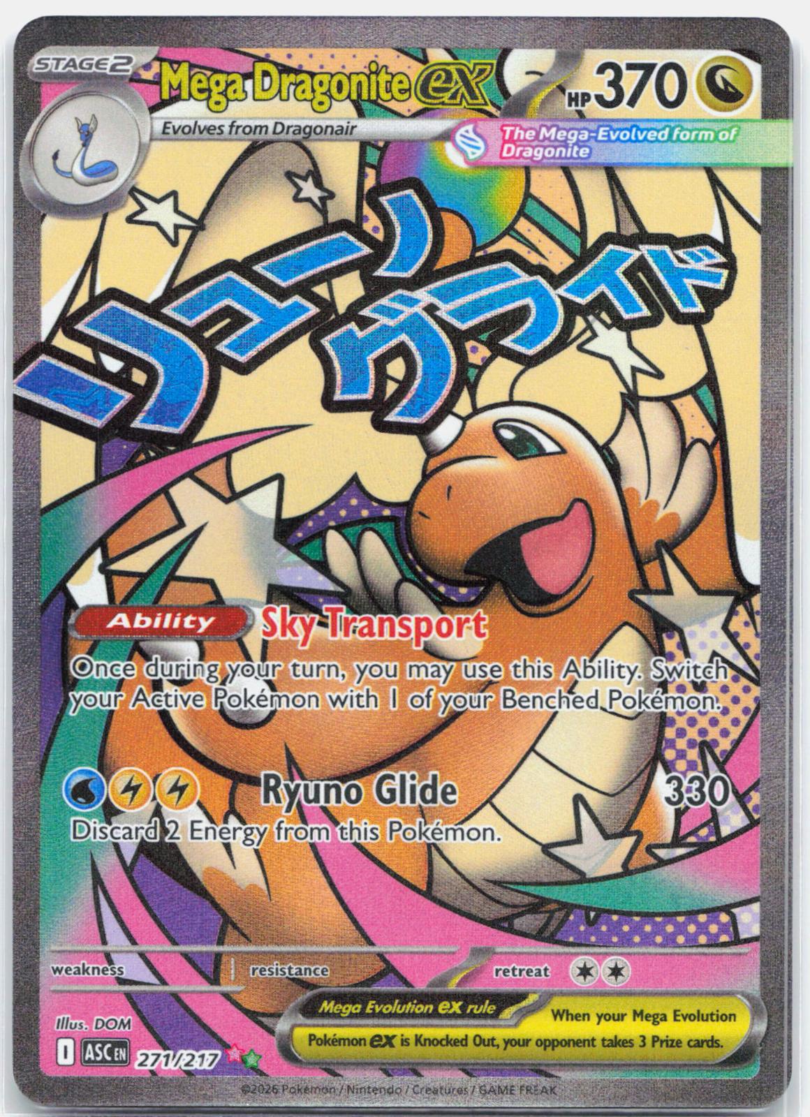 Mega Dragonite ex - 271/217 Ascended Heroes Mega Attack Rare Pokemon - NM/MINT