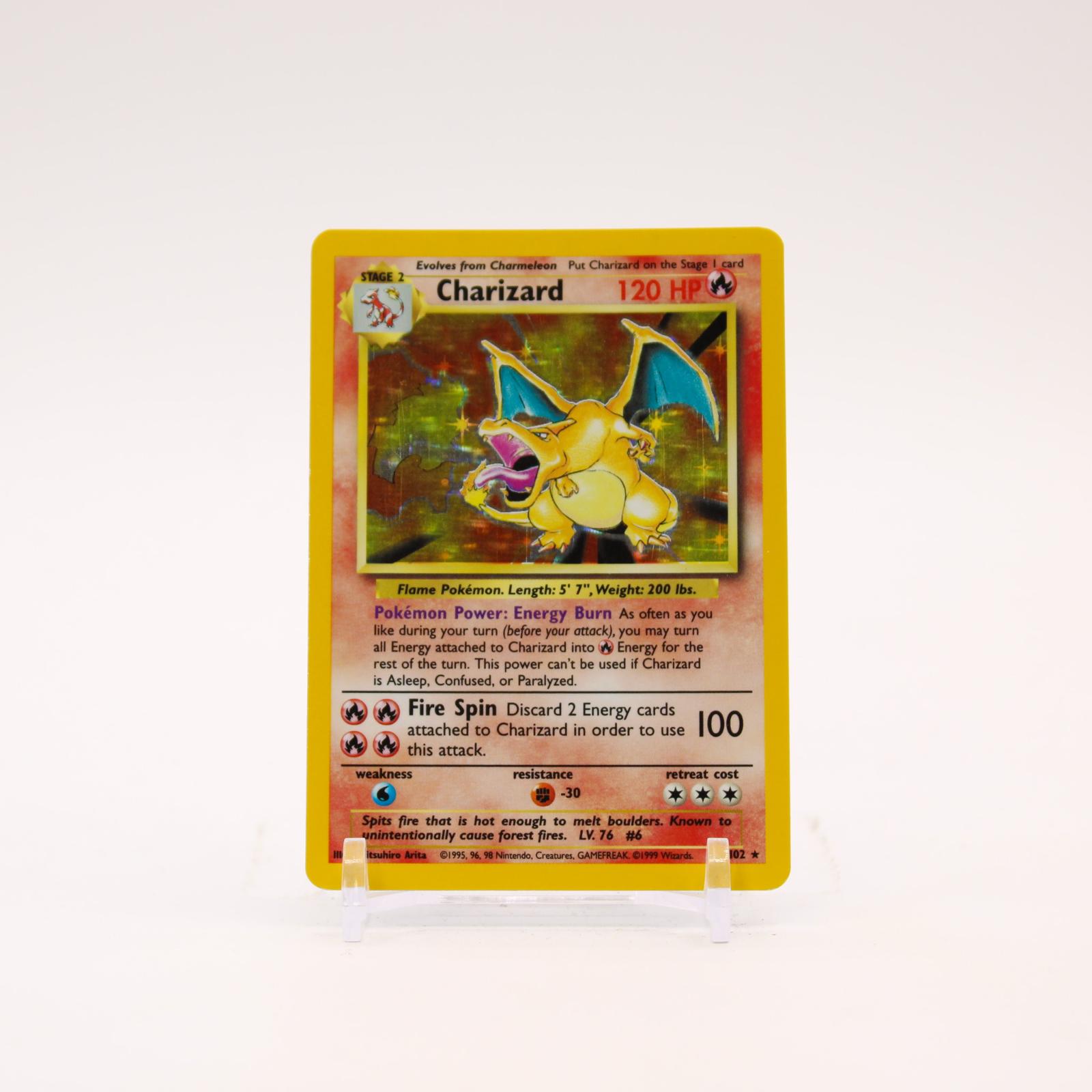 Charizard - 4/102 Base Set Unlimited Holo Rare Pokemon - LP/MP