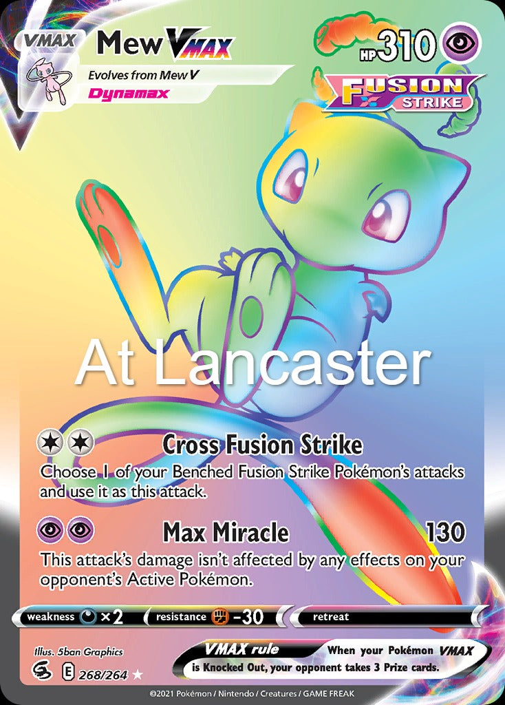 Mew VMAX - 268/264 Fusion Strike Rainbow Rare Pokemon - NM (Lanc)