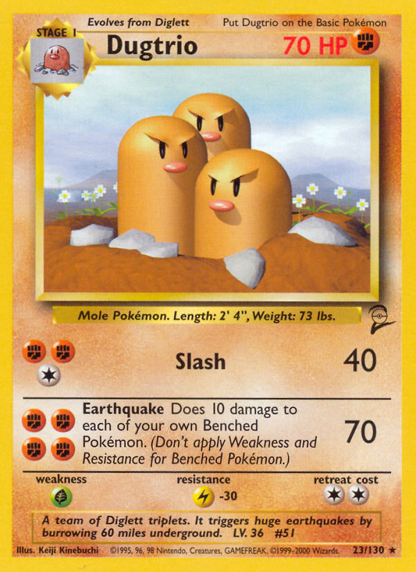 Dugtrio - 23/130 Base Set 2 Rare Pokemon - NM