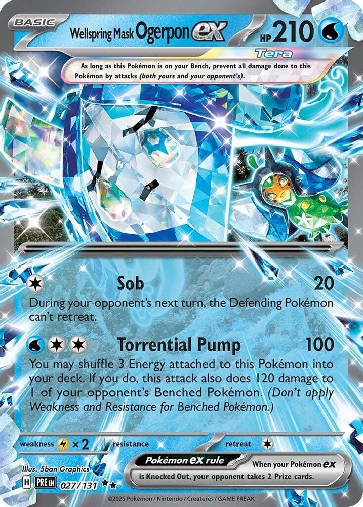 Wellspring Mask Ogerpon ex - 027/131 Prismatic Evolutions Double Rare Holo Pokemon - NM