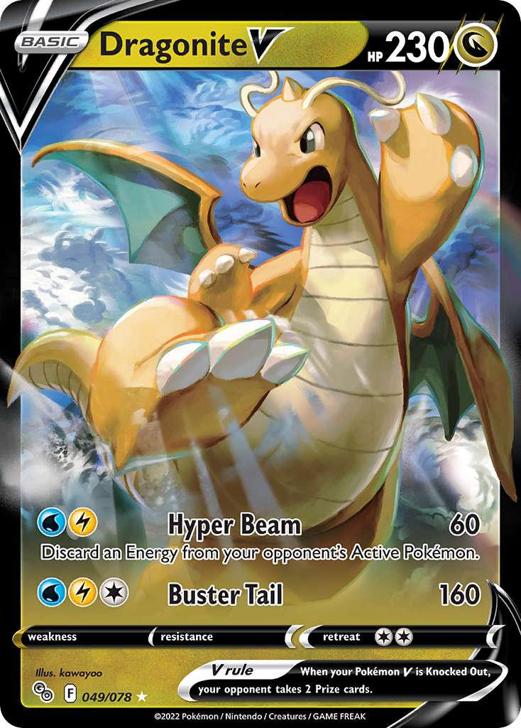 Dragonite V - 049/078 Pokemon GO V Rare Holo Pokemon - NM
