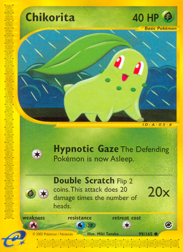 Chikorita - 99/165 Expedition Base Set Common Pokemon - NM