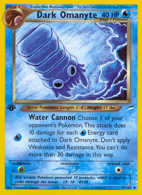 Dark Omanyte - 37/105 Neo Destiny Uncommon Unlimited Pokemon - NM