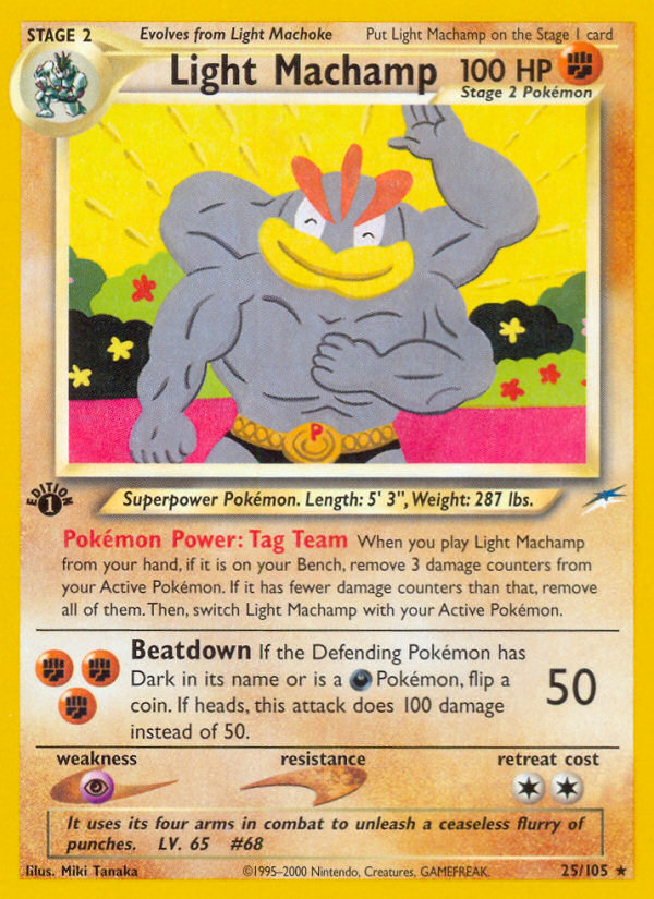 Light Machamp - 25/105 Neo Destiny Rare Unlimited Pokemon - NM