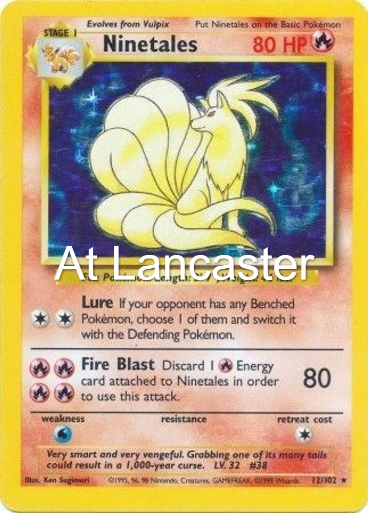Ninetales - 12/102 Base Set Unlimited Holo Rare Pokemon - LP (Lanc)