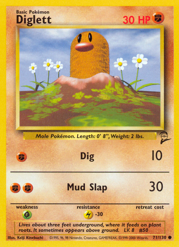 Diglett - 71/130 Base Set 2 Common Pokemon - NM