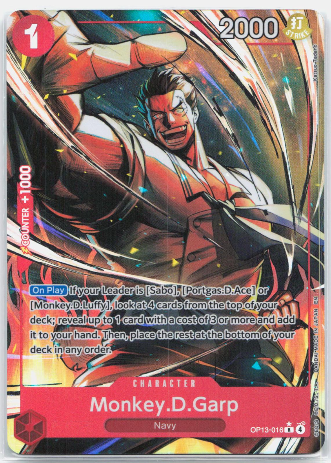 Monkey.D.Garp Alternate Art - OP13-016 Carrying On His Will R One Piece - NM/MINT