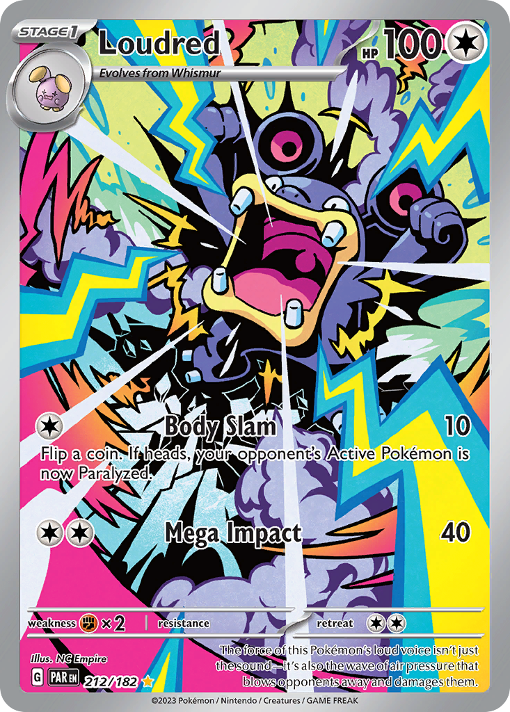 Loudred - 212/182 Paradox Rift Illustration Rare Holo Pokemon - NM