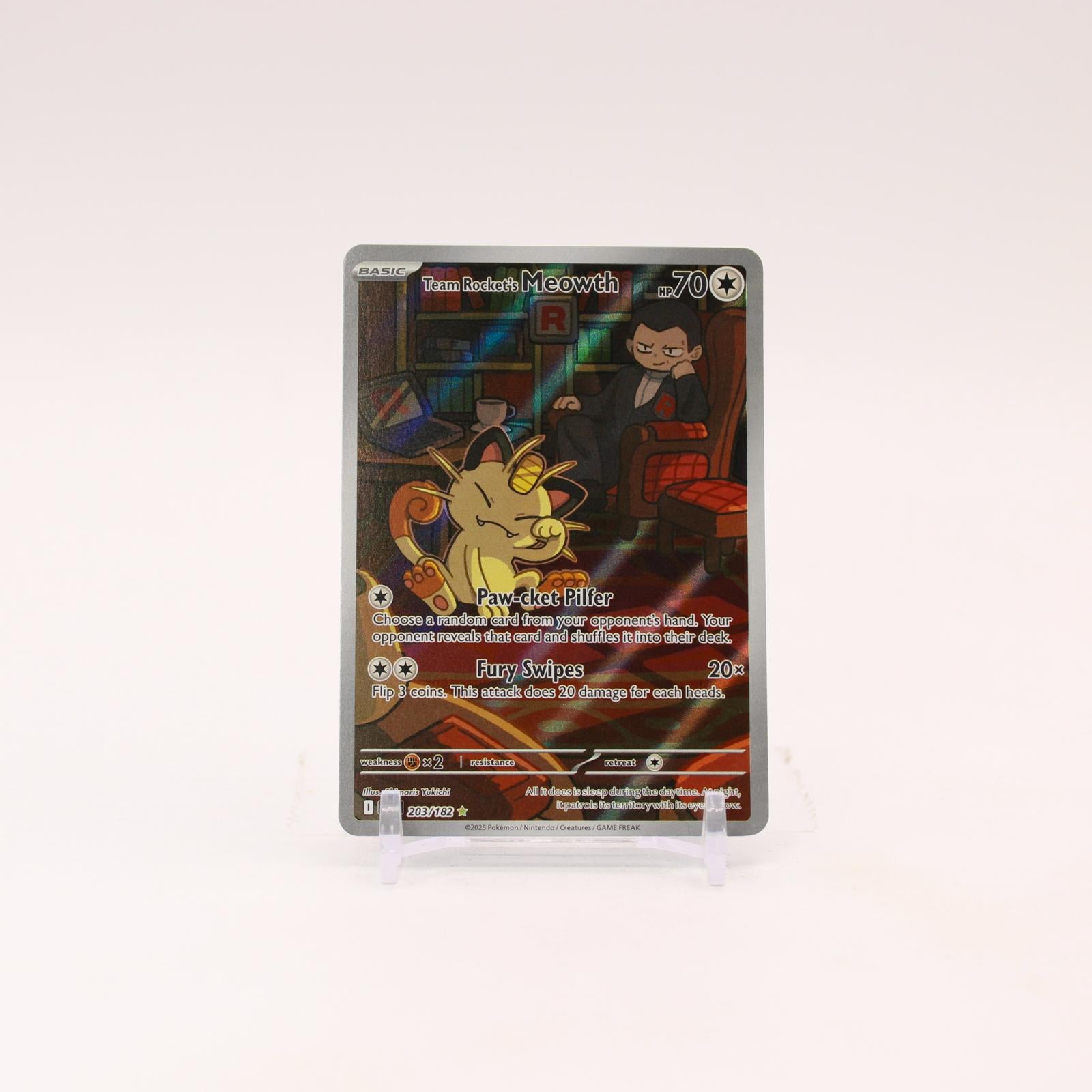 Team Rocket's Meowth - 203/182 Destined Rivals Illustration Rare Pokemon - NM