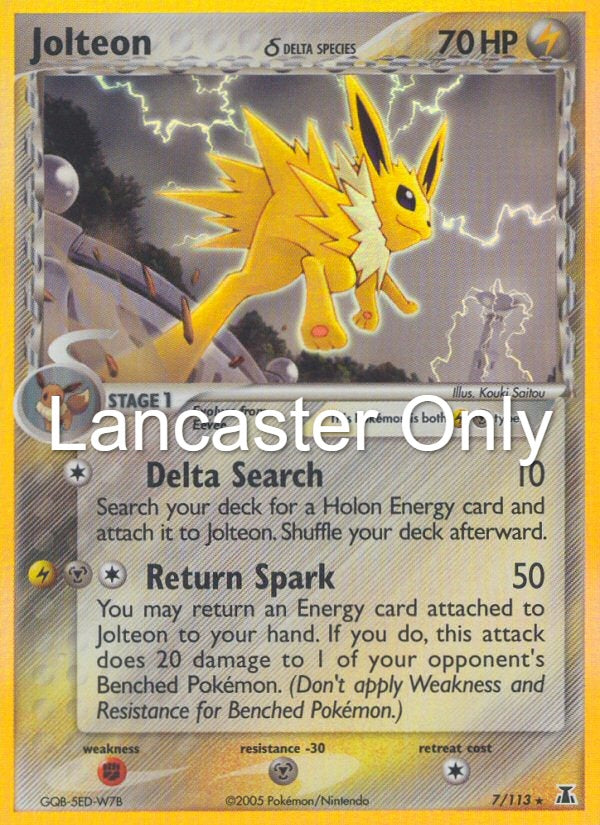 Jolteon - 7/113 Delta Species Holo Rare Pokemon - MP (Lanc)