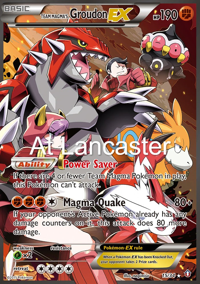 Team Magma's Groudon EX - 15/34 Double Crisis Ultra Rare Pokemon - LP/MP (Lanc)
