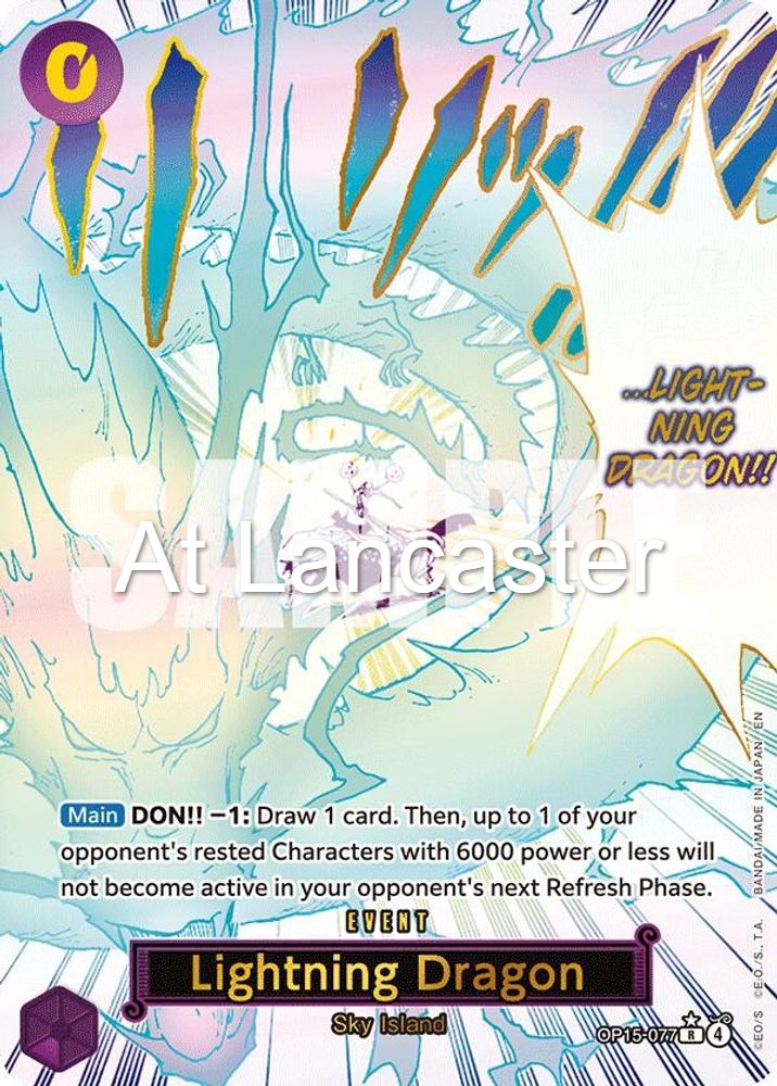 Lightning Dragon (Alternate Art) - OP15-077 Adventure on Kami's Island Rare One Piece - NM (Lanc)