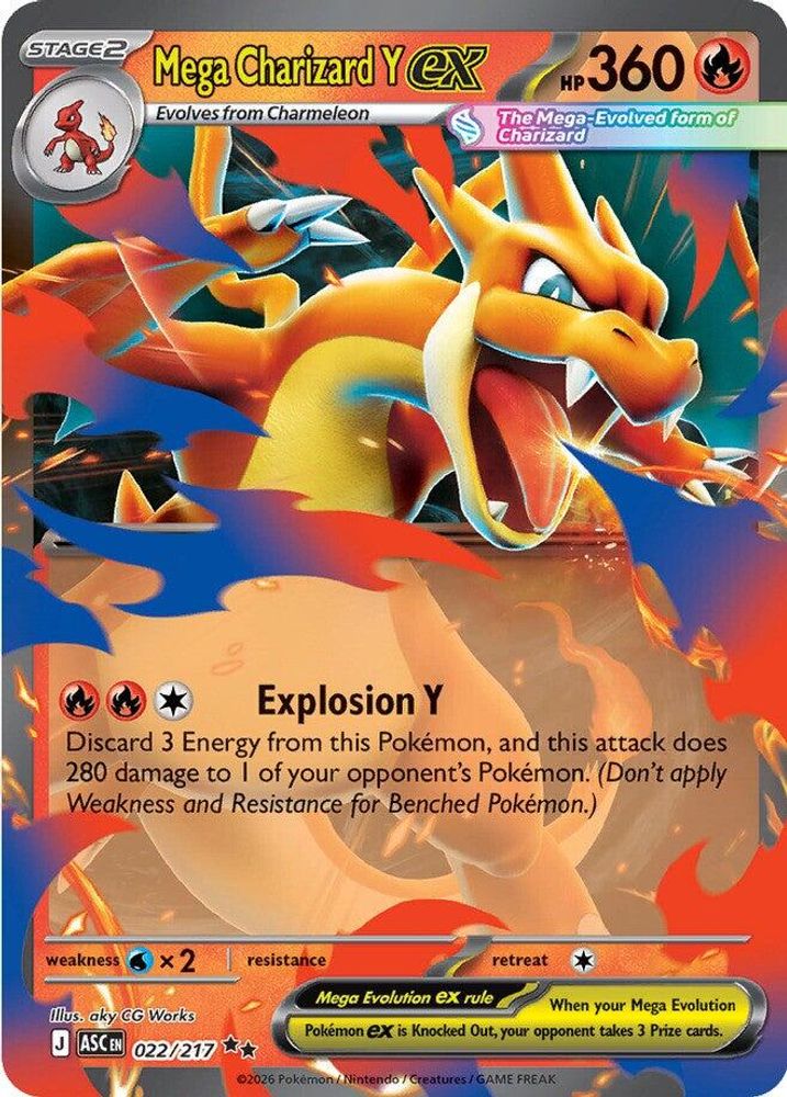 Mega Charizard Y ex - 022/217 Ascended Heroes Double Rare Holo Pokemon - NM