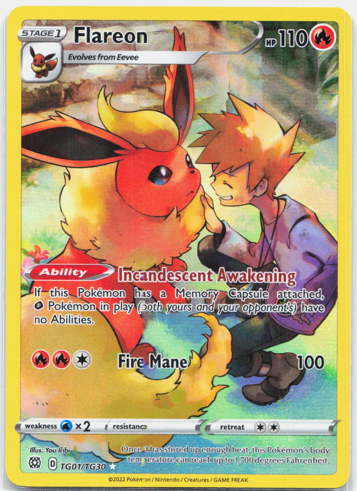 Flareon - TG01/TG30 Brilliant Stars Trainer Gallery Pokemon - NM