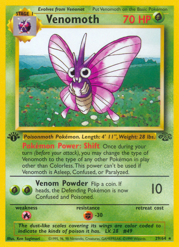 Venomoth - 29/64 Jungle Rare Unlimited Pokemon - NM