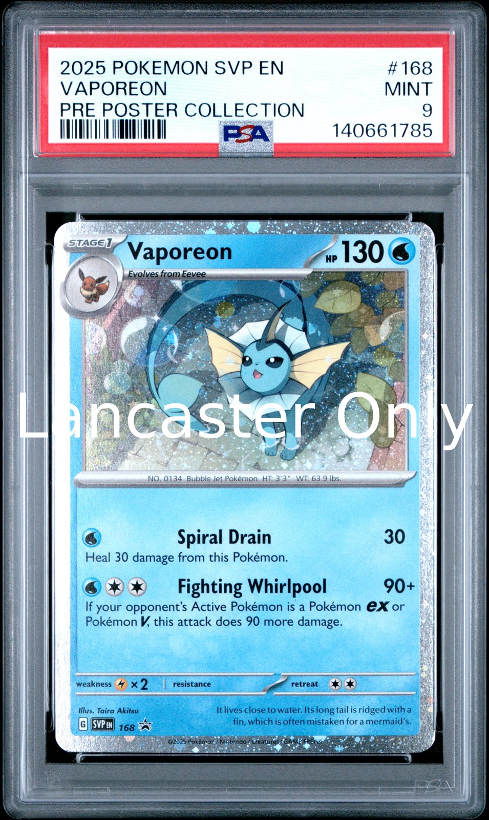 Vaporeon - 168/131 PSA 9 Prismatic Evolutions Poster Collection Pokemon