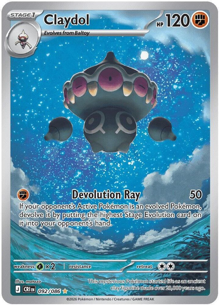 Claydol - 092/086 Chaos Rising Holo Illustration Rare Pokemon - NM