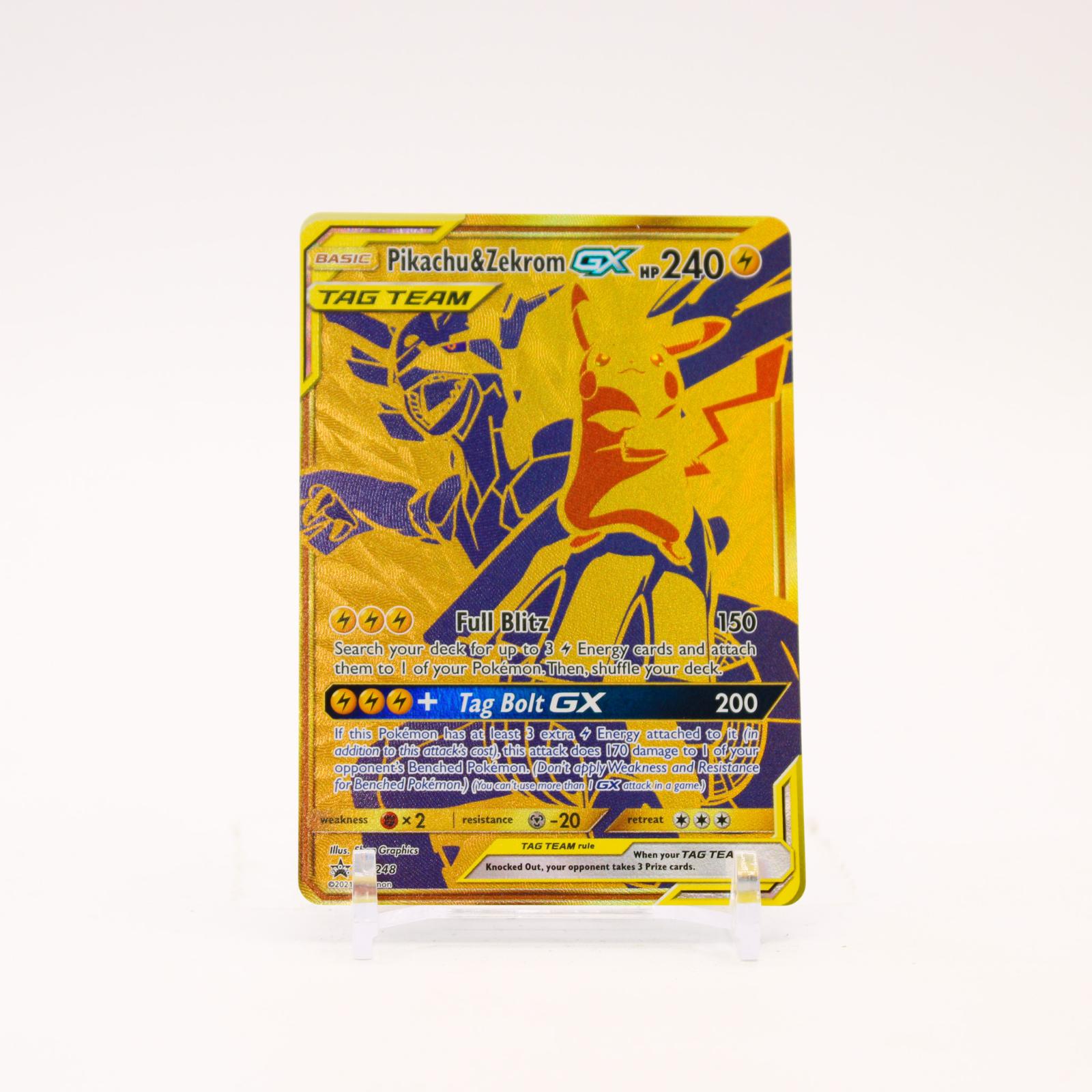 Pikachu & Zekrom GX - SM248 Sun & Moon Holo Gold Promo Pokemon - NM/MINT