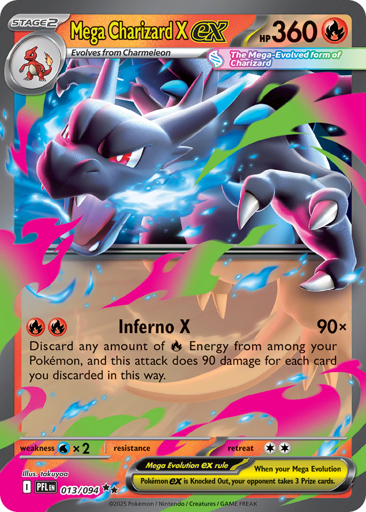 Mega Charizard X ex - 013/094 Phantasmal Flames Double Rare Holo Pokemon - NM