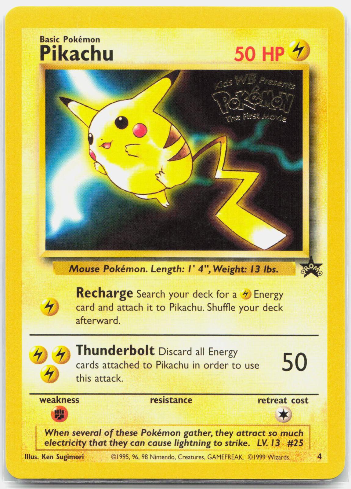 Pikachu - 4 Wizards Black Star Promo Pokemon - NM/LP