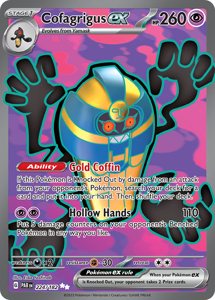 Cofagrigus ex - 224/182 Paradox Rift Ultra Rare Holo Pokemon - NM