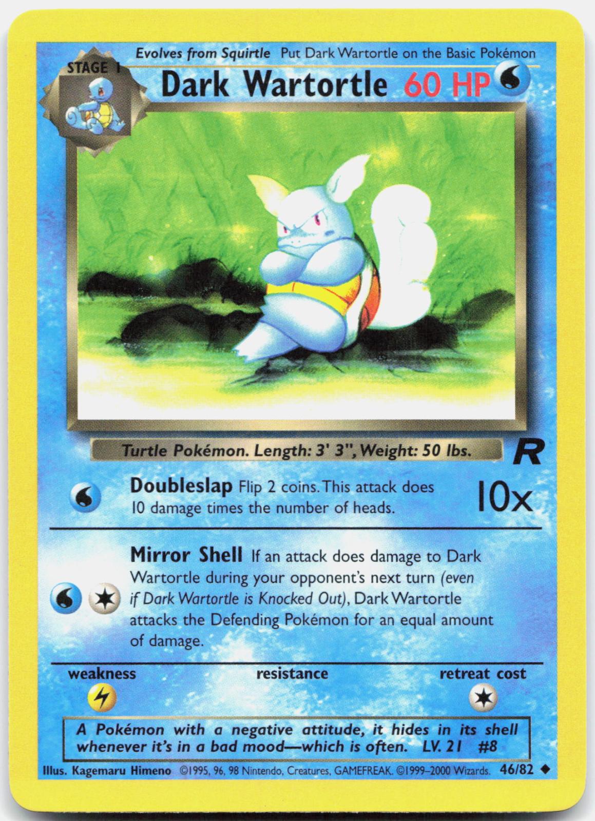 Dark Wartortle - 46/82 Team Rocket Uncommon Unlimited Pokemon - NM