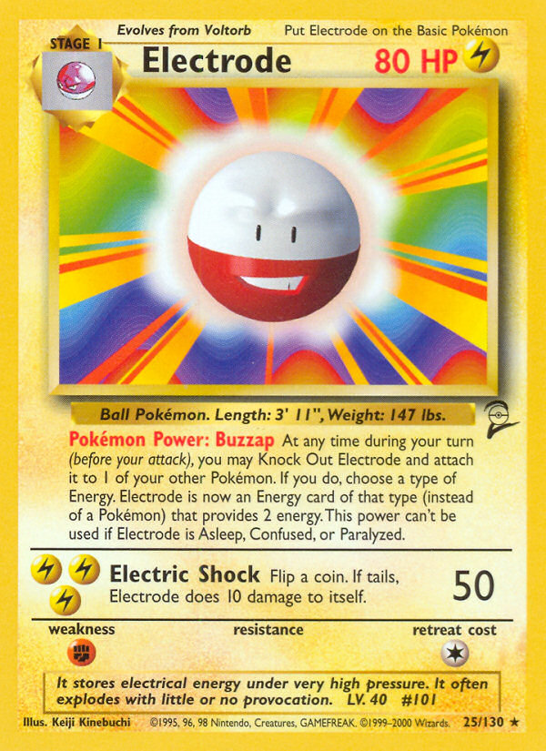 Electrode - 25/130 Base Set 2 Rare Pokemon - NM