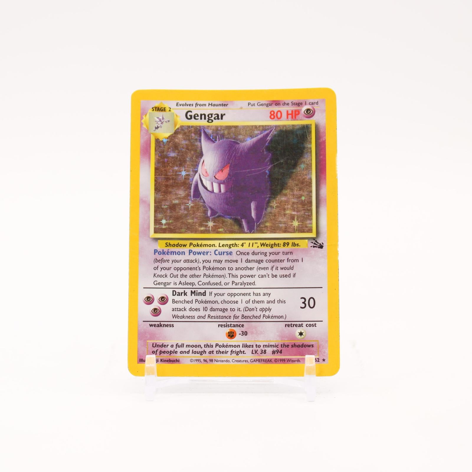 Gengar - 5/62 Fossil Unlimited Holo Rare Pokemon - MP/HP