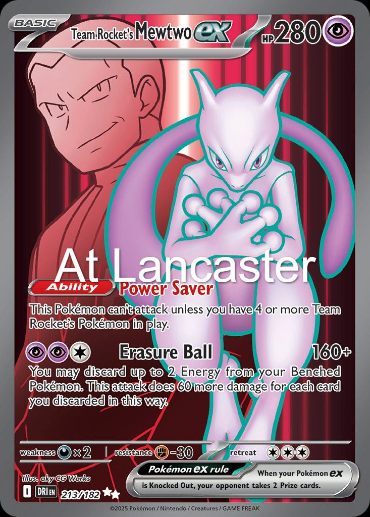 Team Rocket's Mewtwo ex - 213/182 Destined Rivals Holo Ultra Rare Pokemon - NM (Lanc)