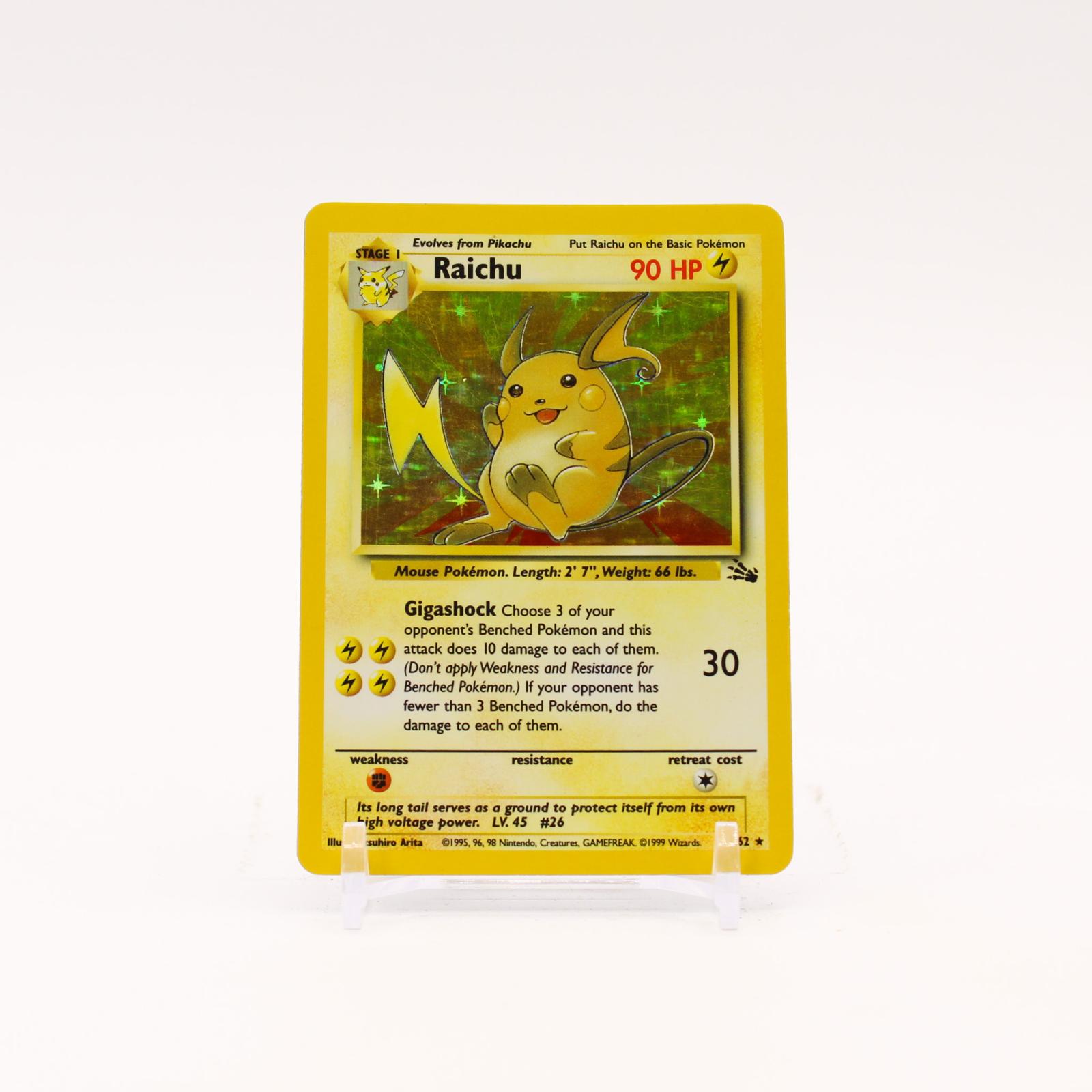 Raichu - 14/62 Fossil Unlimited Holo Rare Pokemon - MP