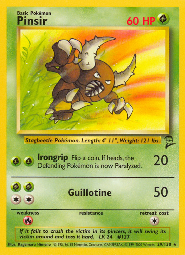 Pinsir - 29/130 Base Set 2 Rare Pokemon - NM
