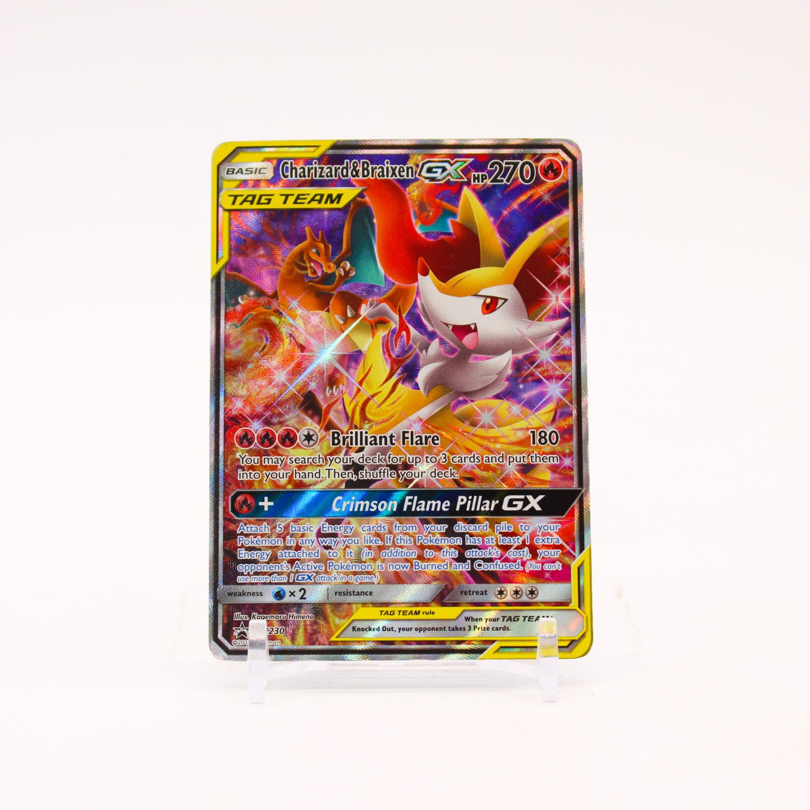 Charizard & Braixen GX - SM230 Sun & Moon Alternate Art Promo Pokemon - MP/HP