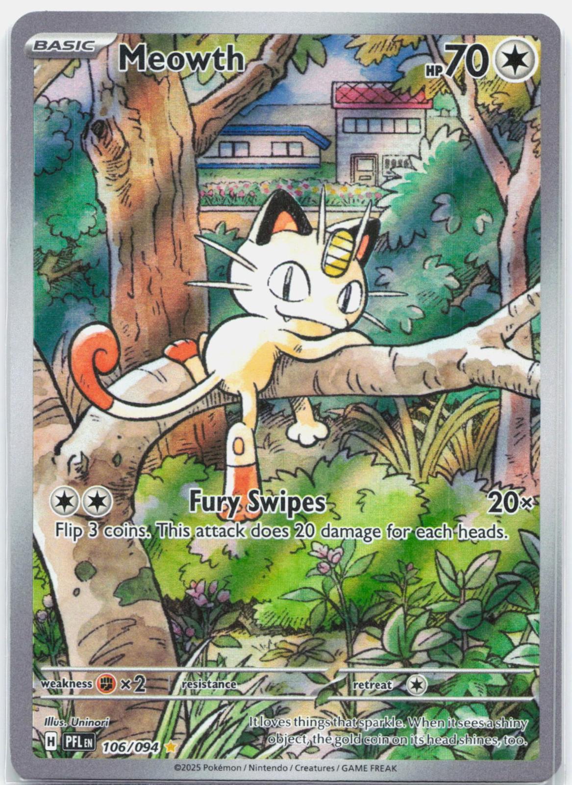 Meowth - 106/094 Phantasmal Flames Illustration Rare Pokemon - NM