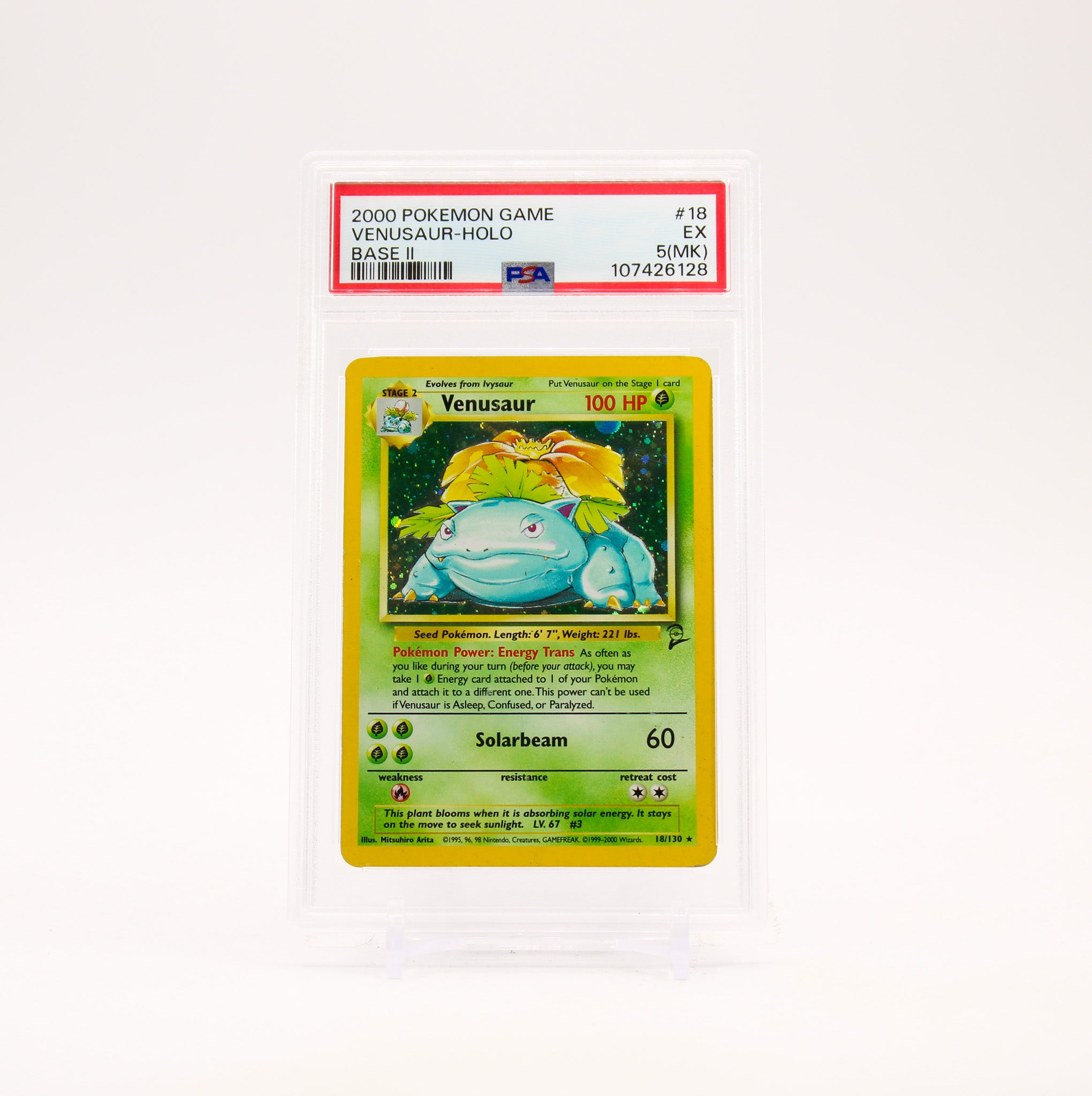 Venusaur - 18/130 PSA 5 MK Marked Base Set 2 Holo Rare Pokemon - EX