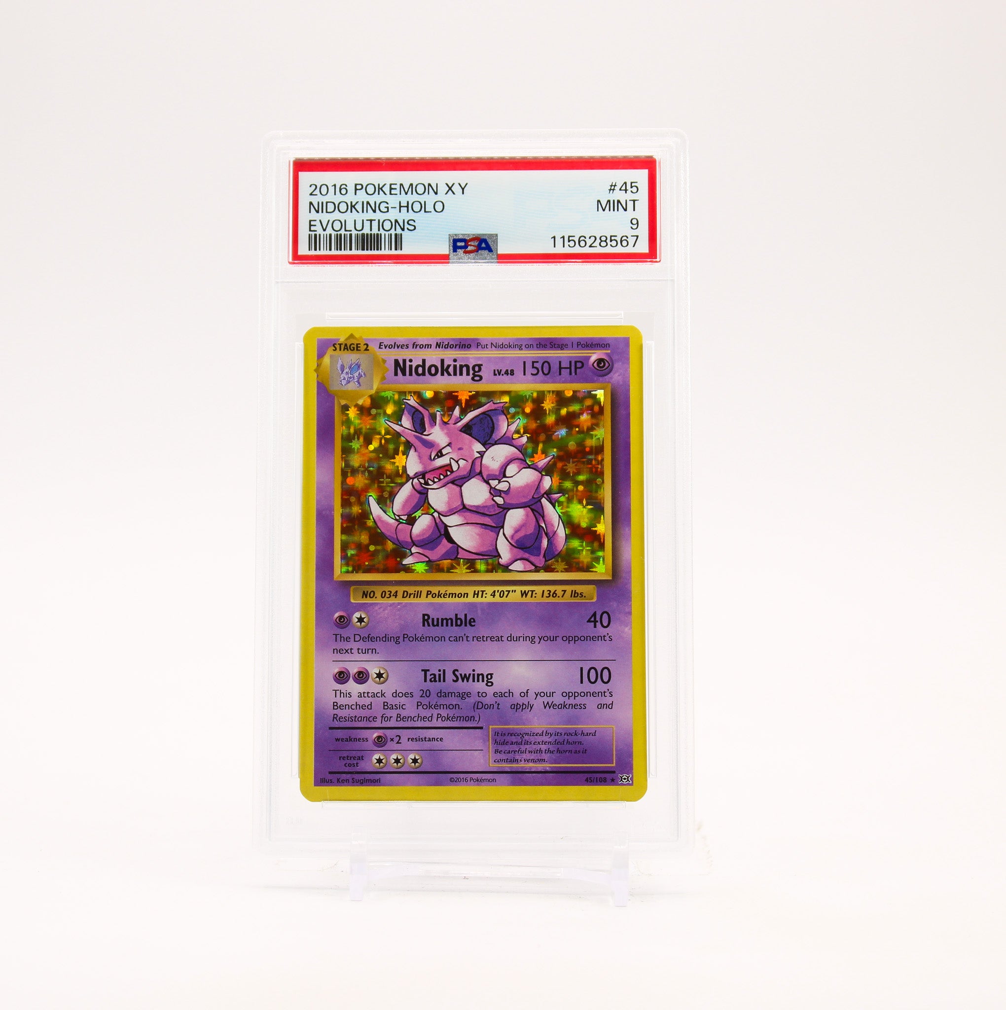 Nidoking - 45/108 PSA 9 Evolutions Holo Rare Pokemon - MINT