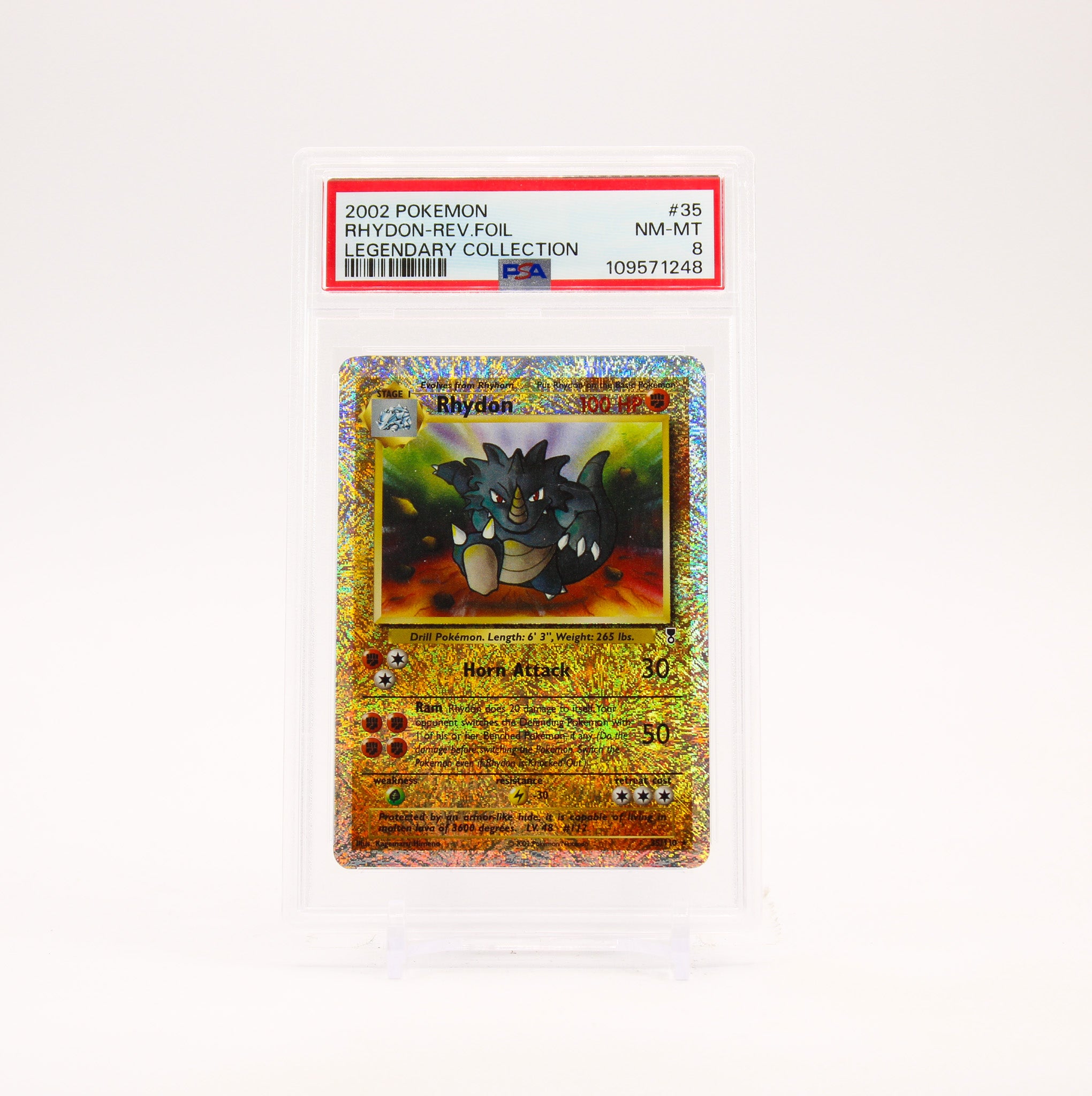 Rhydon - 35/110 PSA 8 Legendary Collection Reverse Holo Rare Firecracker Pokemon - NM/MINT