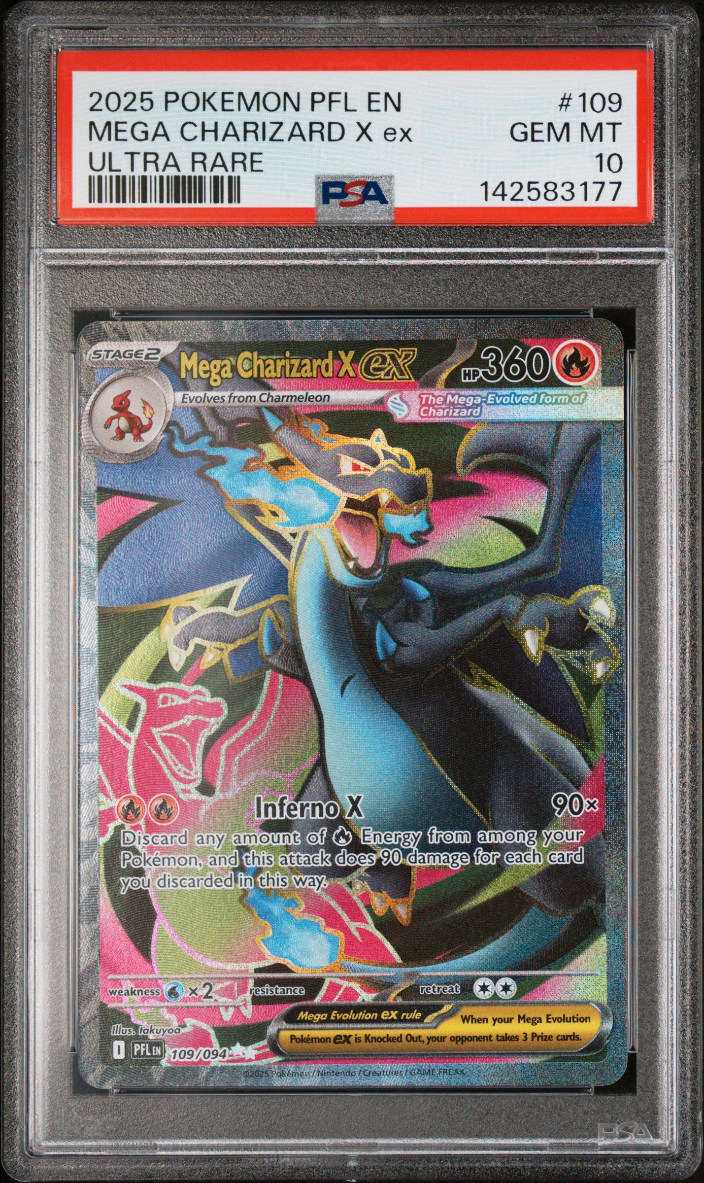Mega Charizard X EX - 109/094 PSA 10 Phantasmal Flames Full Art Pokemon - GEM MINT