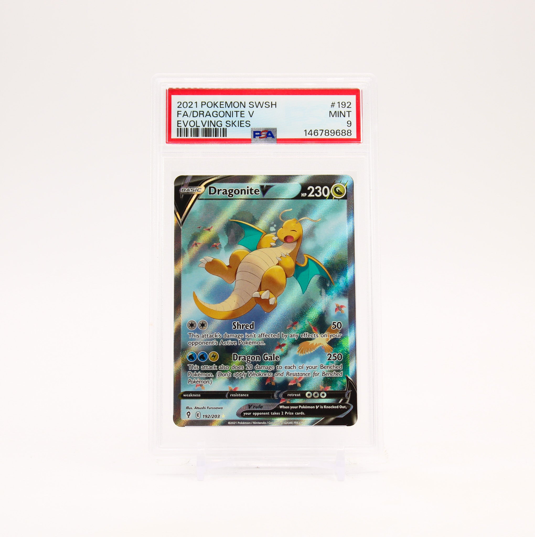 Dragonite V - 192/203 PSA 9 Evolving Skies Alternate Art Pokemon - MINT