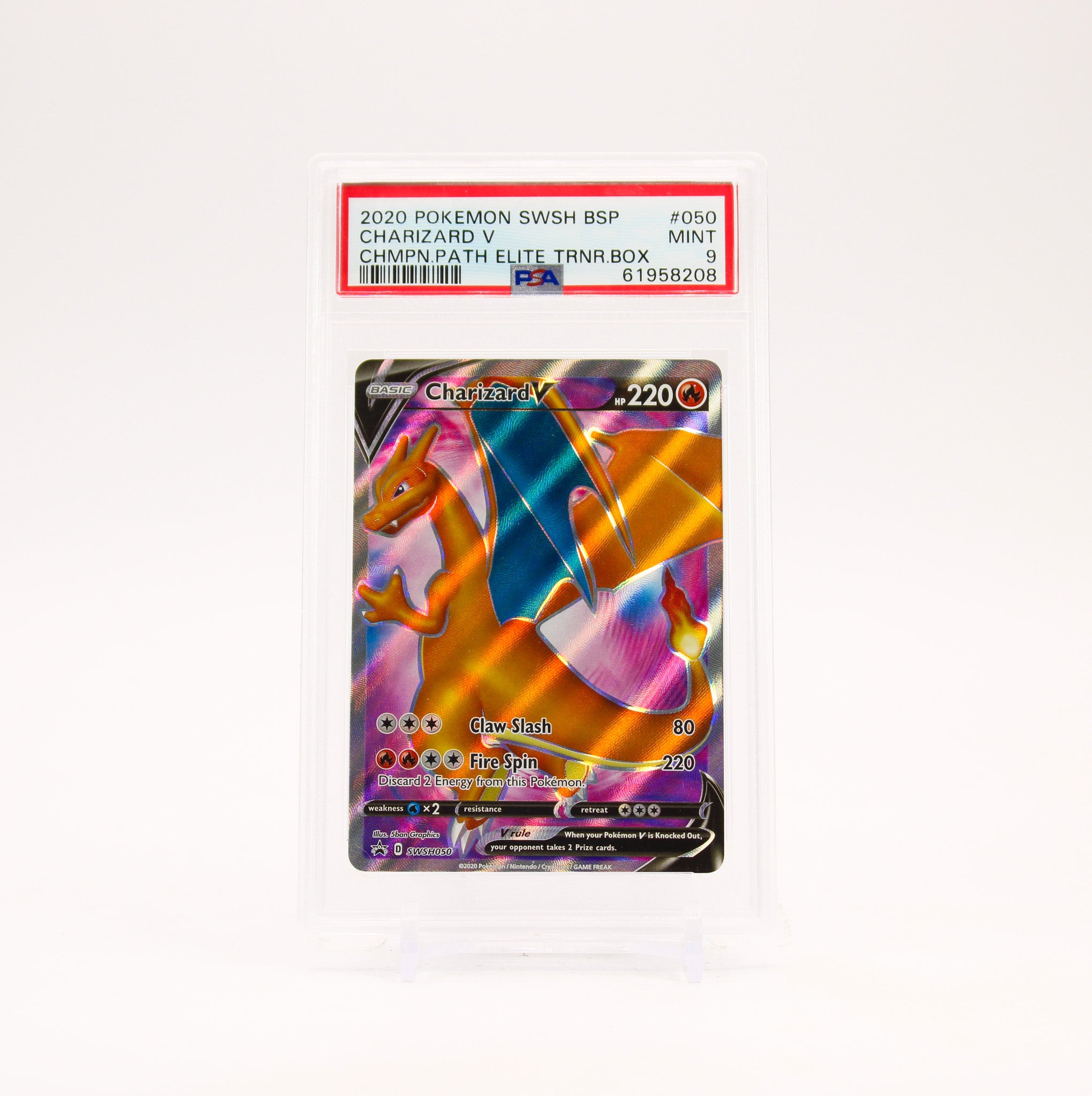 Charizard V - SWSH050 PSA 9 Black Star Promo Full Art Pokemon - MINT