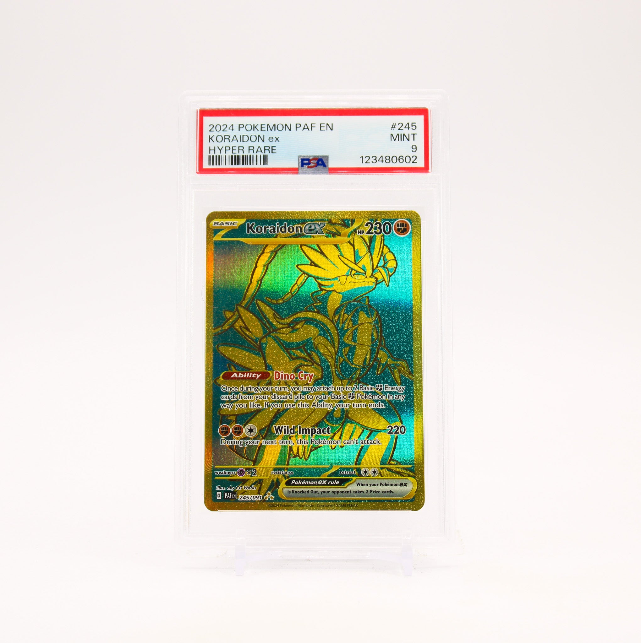 Koraidon ex - 245/091 PSA 9 Paldean Fates Gold Pokemon - MINT