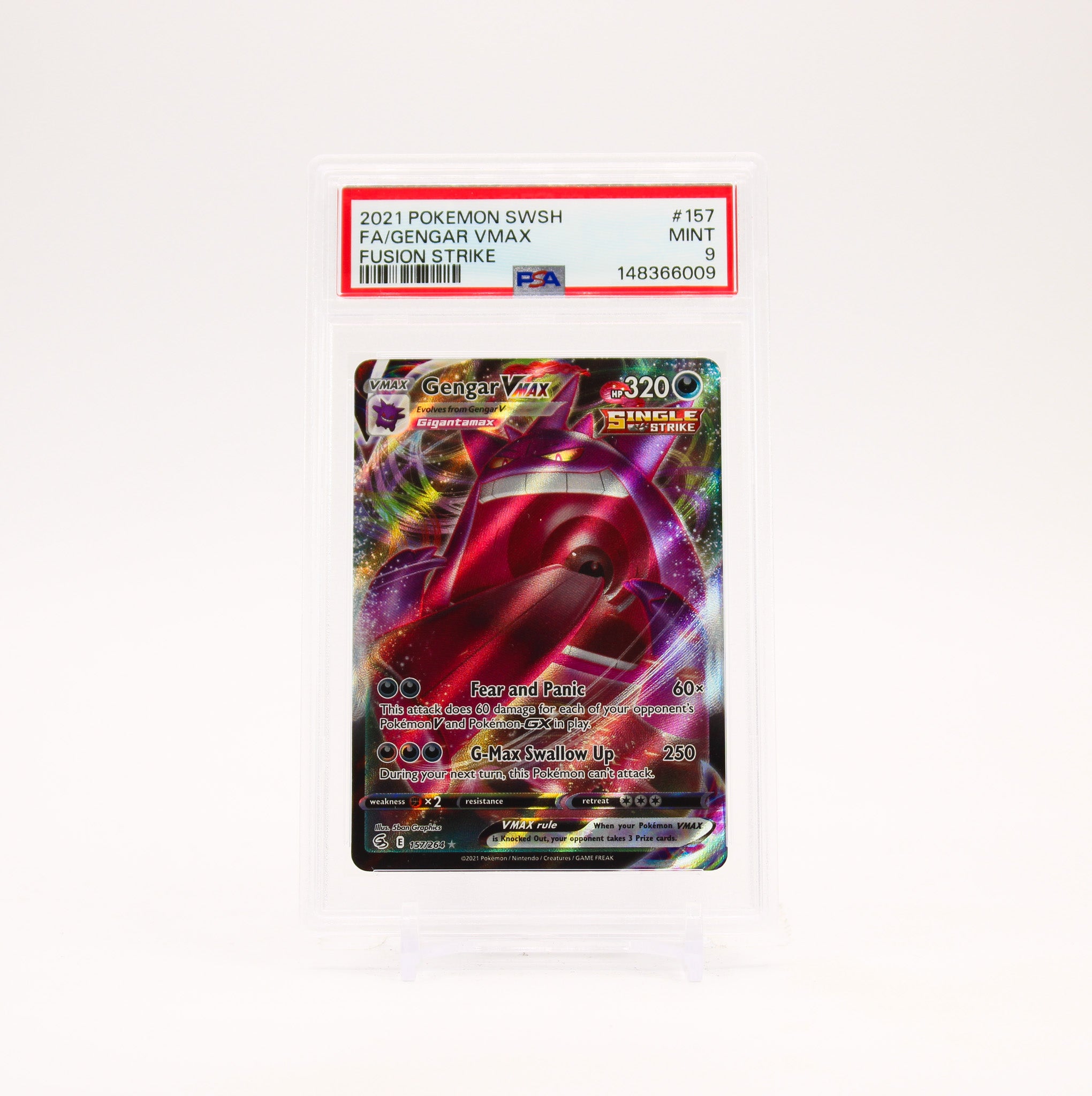 Gengar Vmax - 157/264 PSA 9 Fusion Strike Ultra Rare Pokemon - MINT