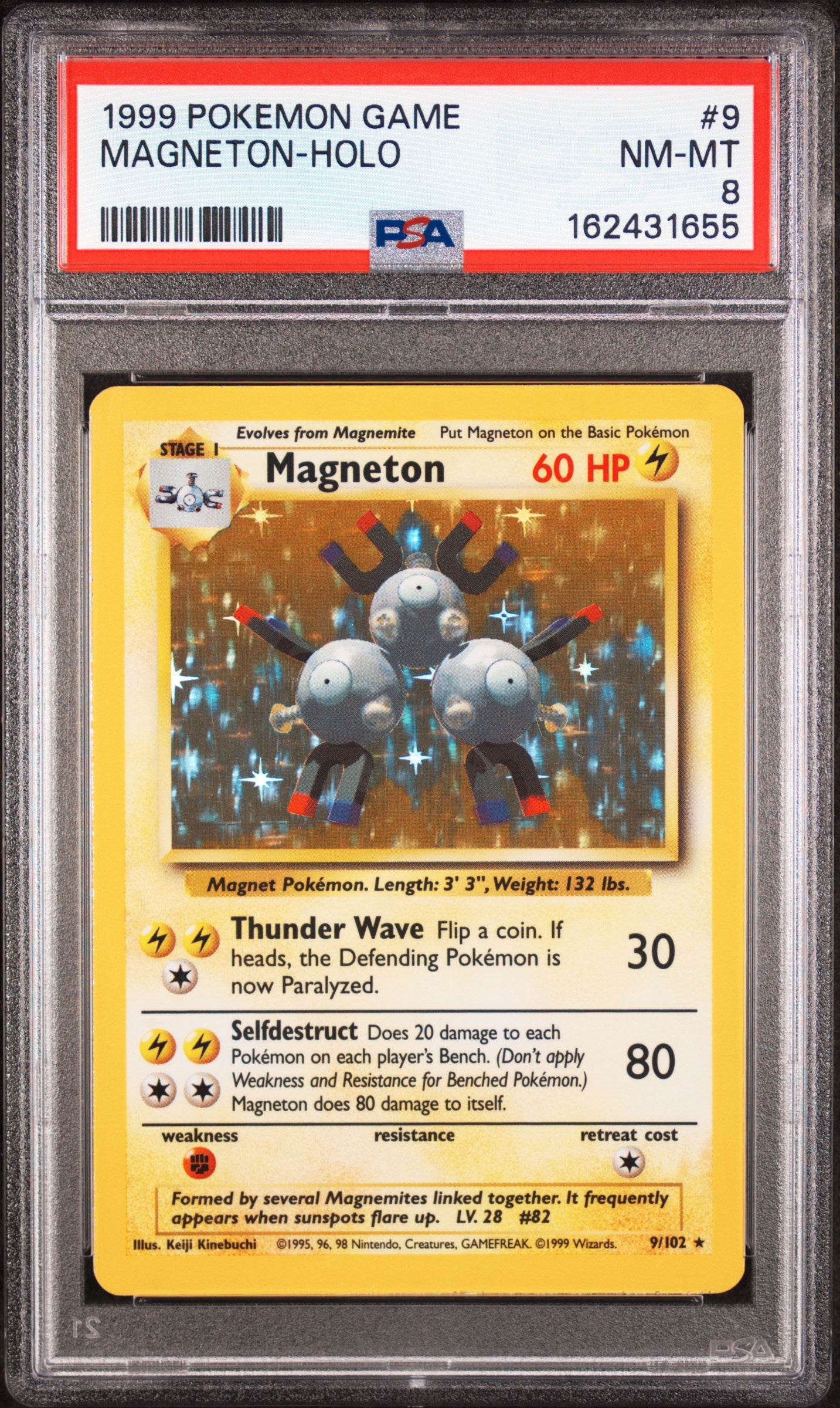 Magneton Holo - 9/102 PSA 8 Base Set Unlimited Holo Rare Pokemon - NM/MINT