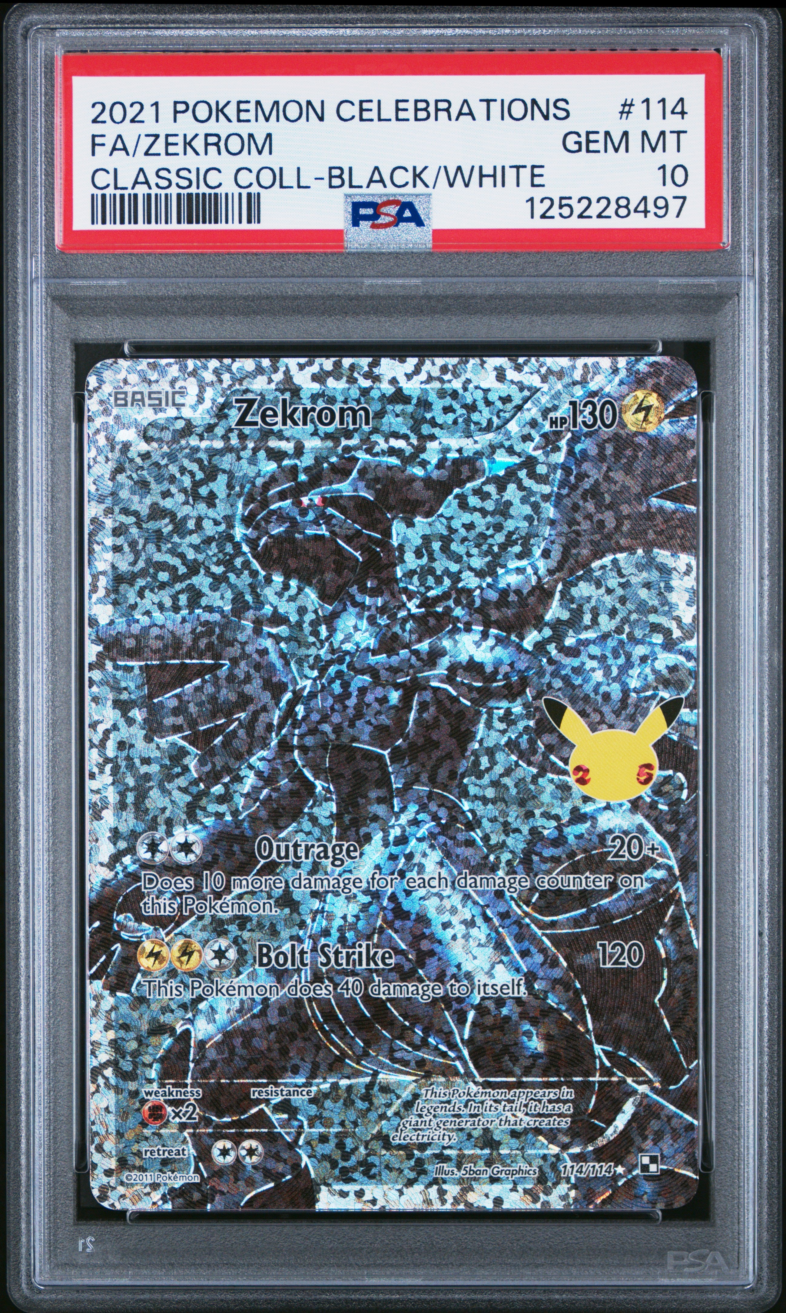 Zekrom - 114/114 PSA 10 Celebrations Classic Collection Full Art Pokemon - GEM MINT