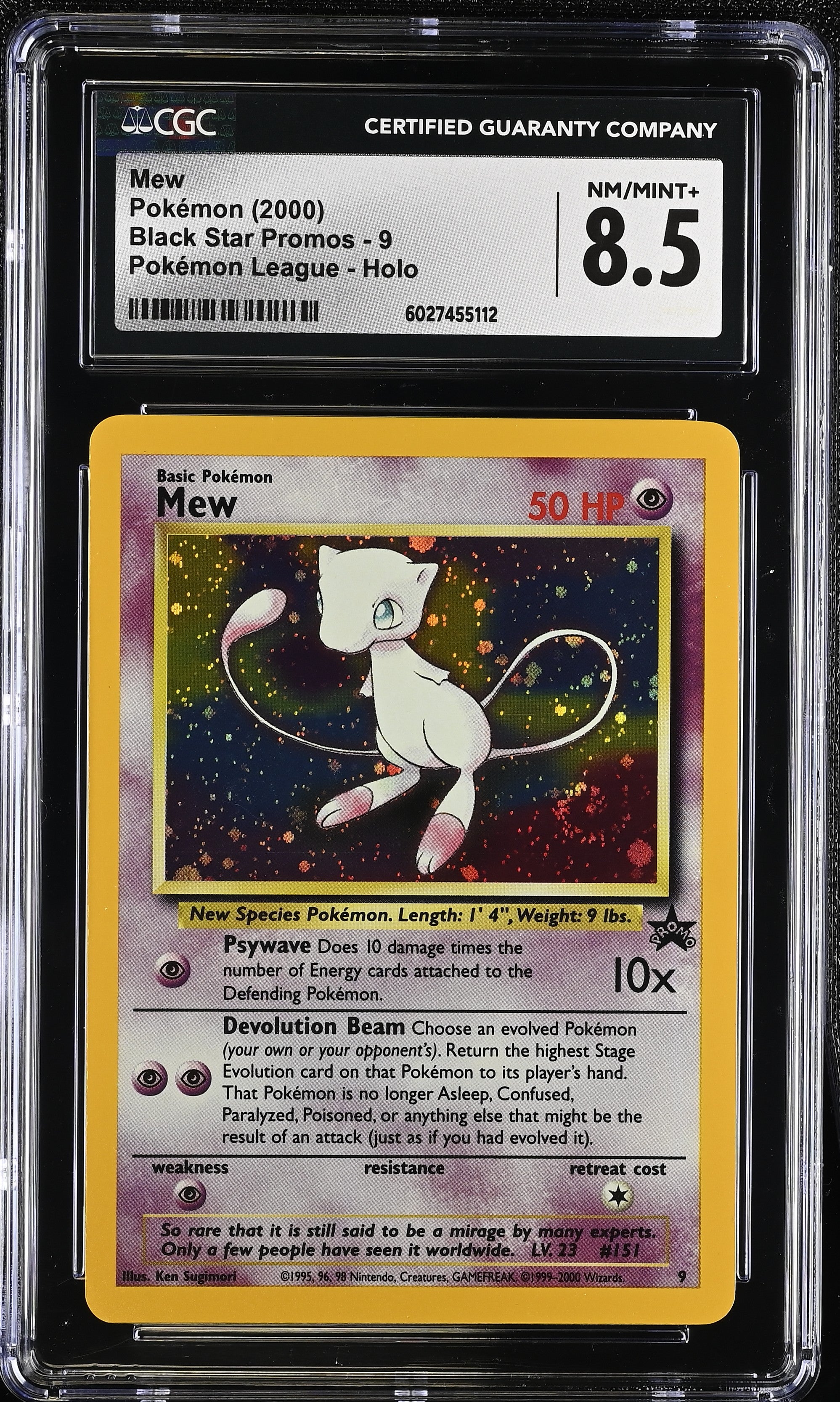 Mew - 9 CGC 8.5 Black Star Promos Holo League Pokemon - NM/MINT+