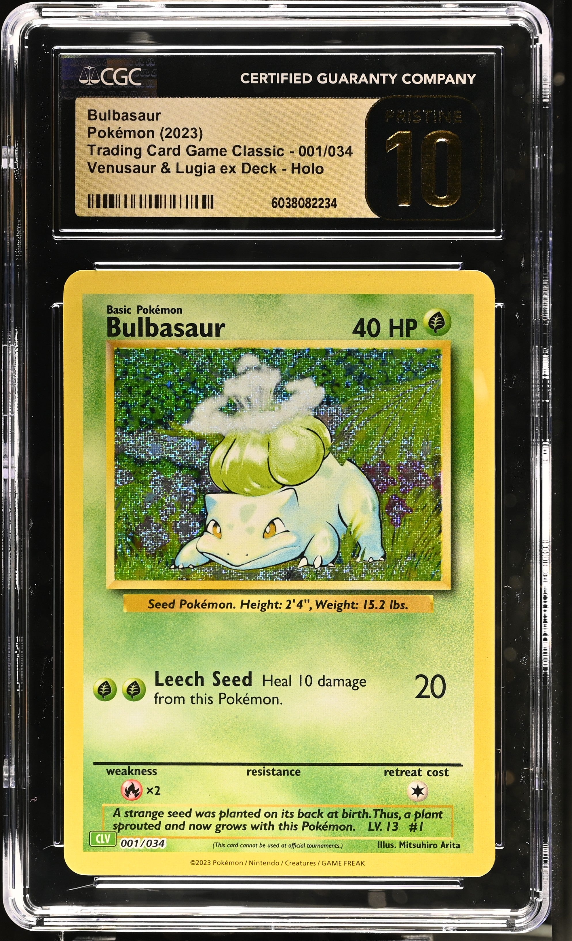 Bulbasaur - 001/034 CGC 10 TCG Classic Venusaur & Lugia EX Deck Holo Pokemon - PRISTINE