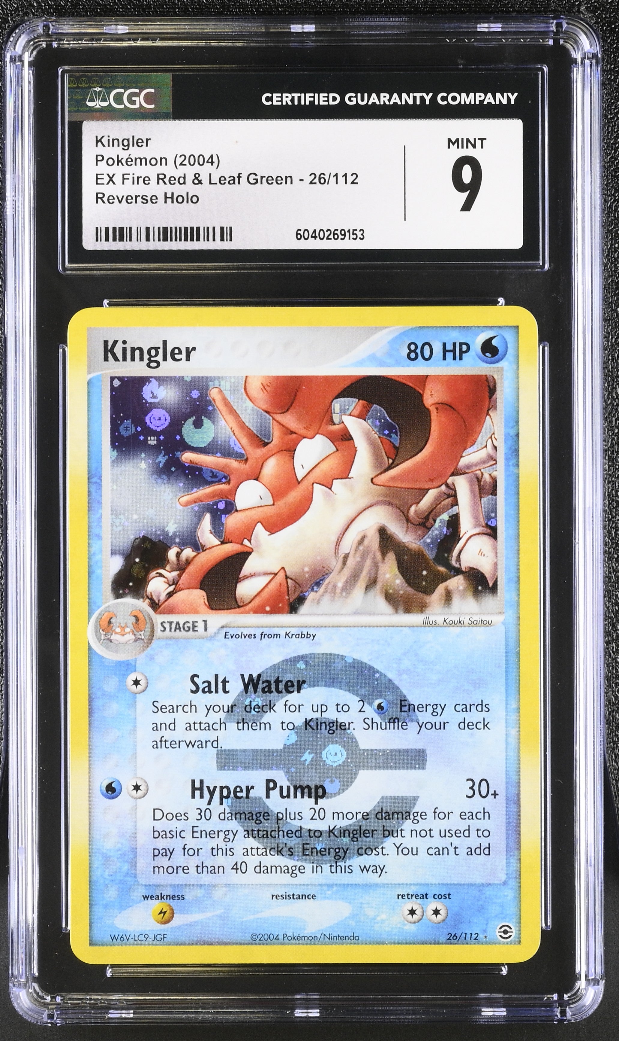 Kingler - 26/112 CGC 9 FireRed & LeafGreen Reverse Holo Rare Pokemon - MINT