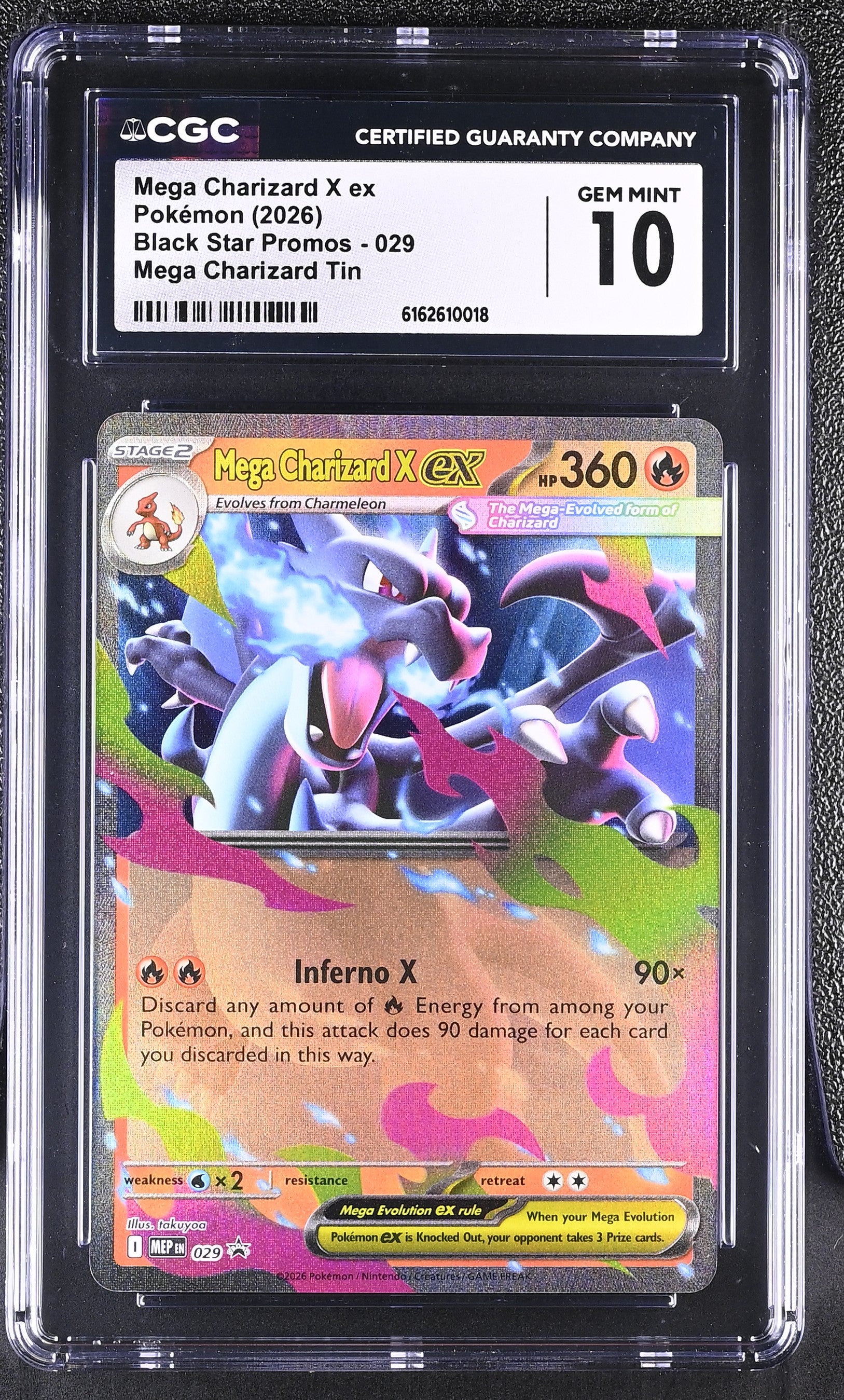 Mega Charizard X ex - MEP029 CGC 10 Mega Evolution Holo Promo Pokemon - GEM MINT
